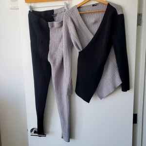 Fashion Nova black and grey sweater set